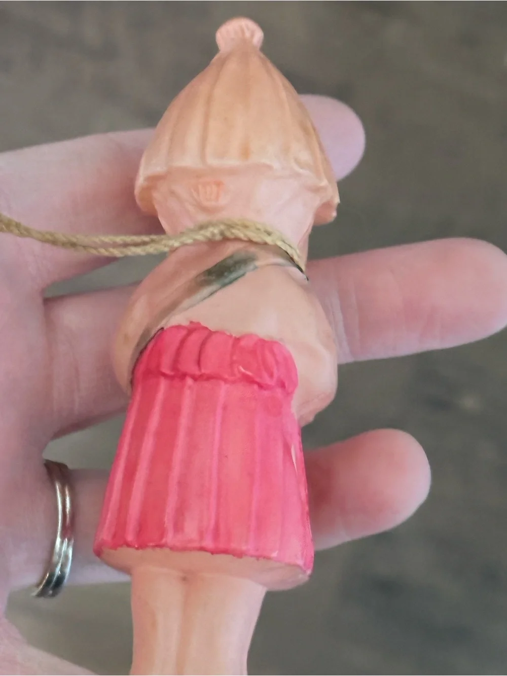 Antique 1930s Japan Celluloid Girl Christmas Ornament 4.25” Hand Painted Rare